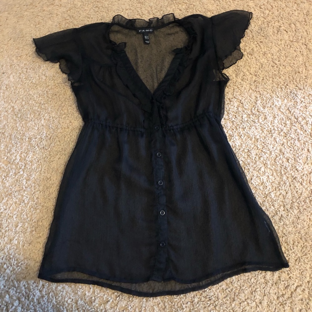 FANG sheer black blouse